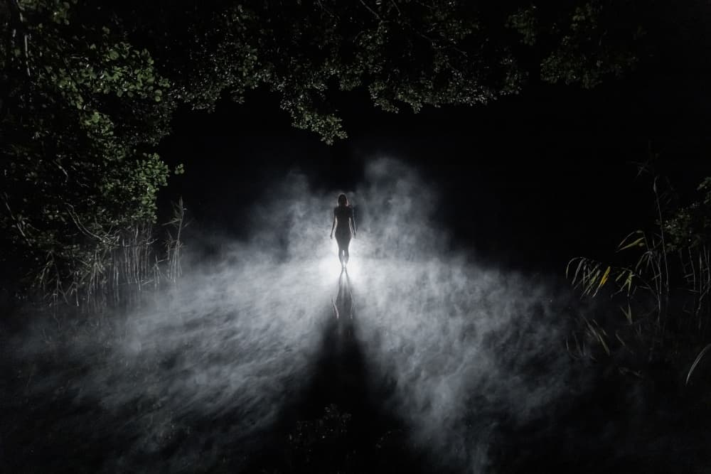 Solitary Figure Misty Path by Leszek Paradowski — canvas wall art