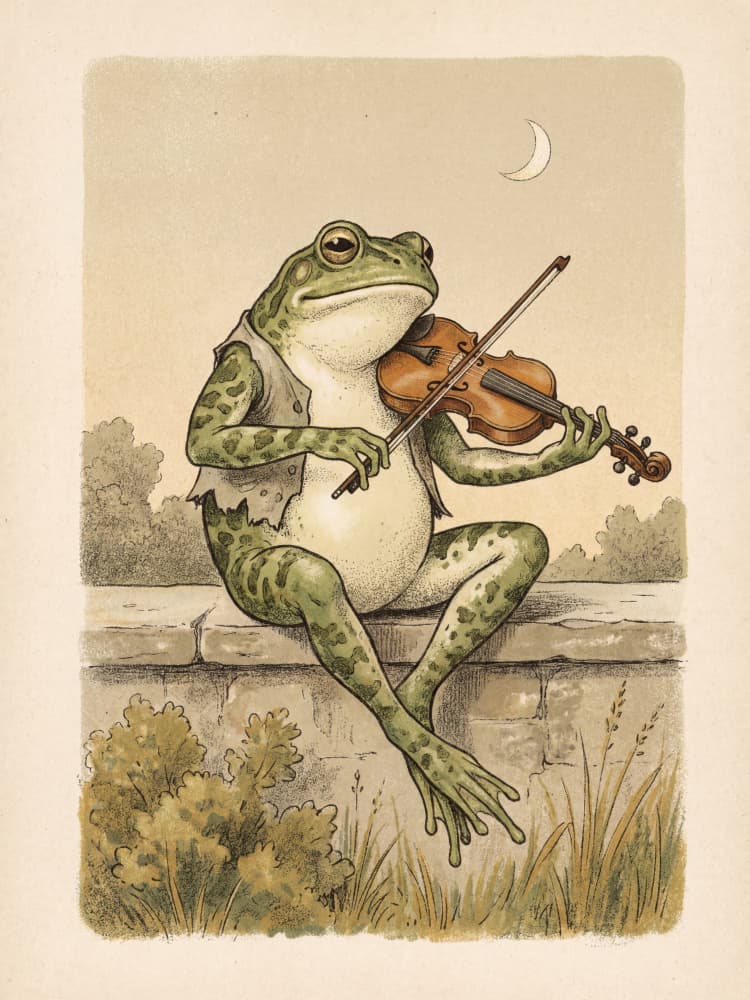 Moonlit Frog Fiddler by Andreas Magnusson — canvas wall art