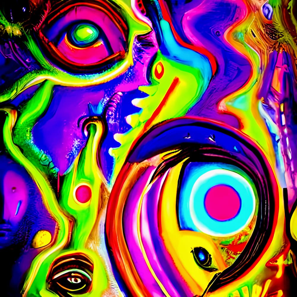 Psychedelic Abstract Eyes by mnemonixART — canvas wall art