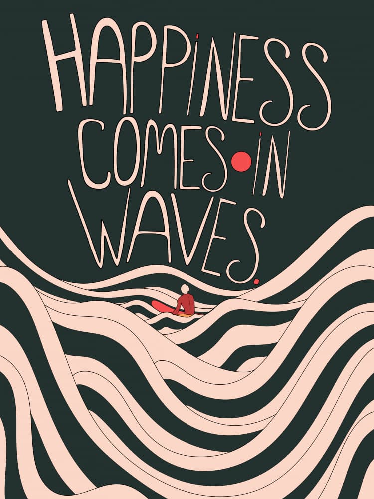 Calm Ocean Happiness Quote by Stephen Wade — canvas wall art