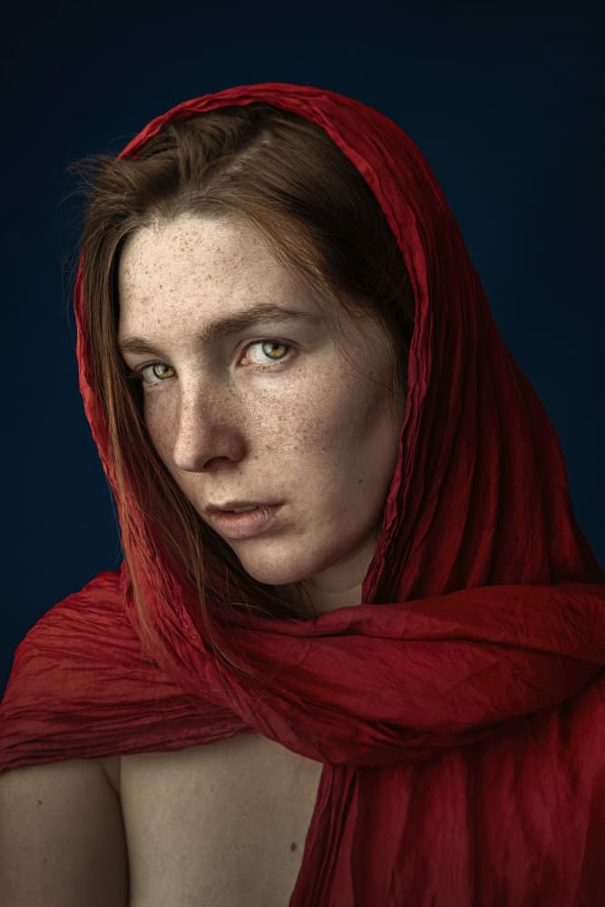 Pensive Gaze in Red by Eddie Kavanagh — canvas wall art