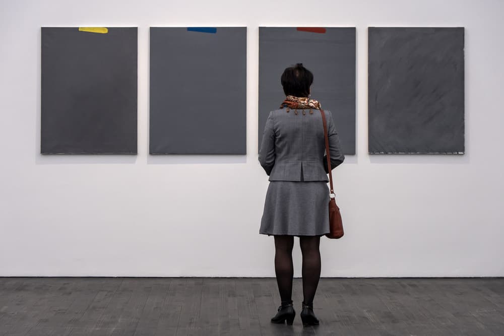 Woman Viewing Modern Art by Lus Joosten — canvas wall art