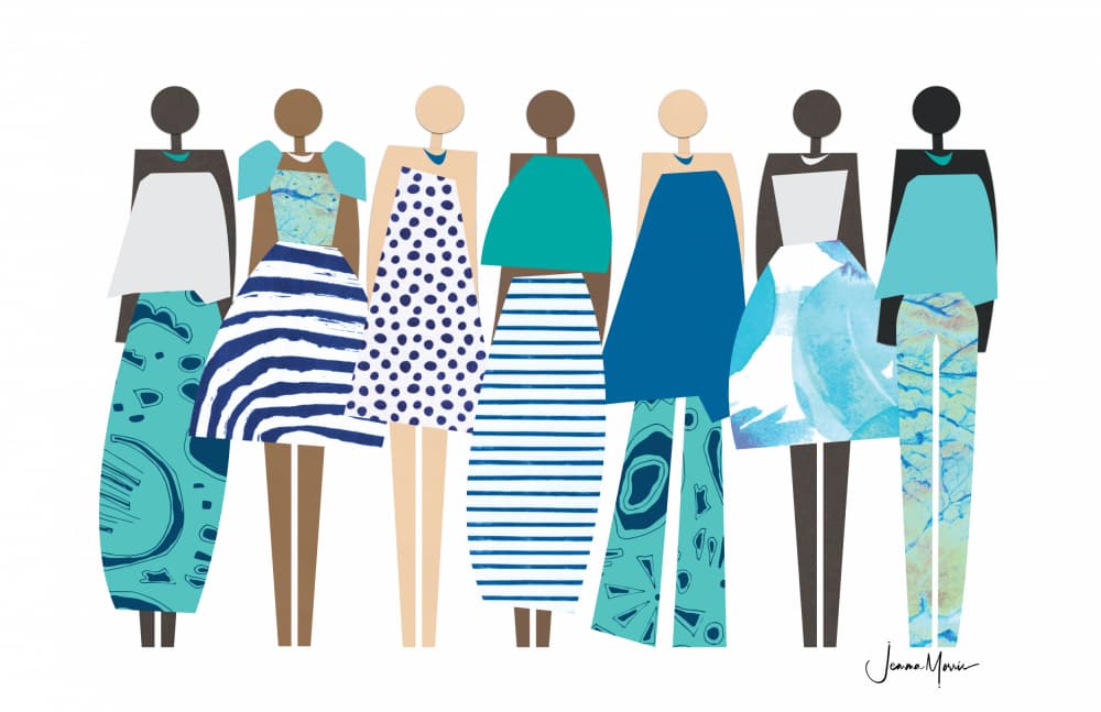 Blue Fashion Figures by Jemma Morris — canvas wall art