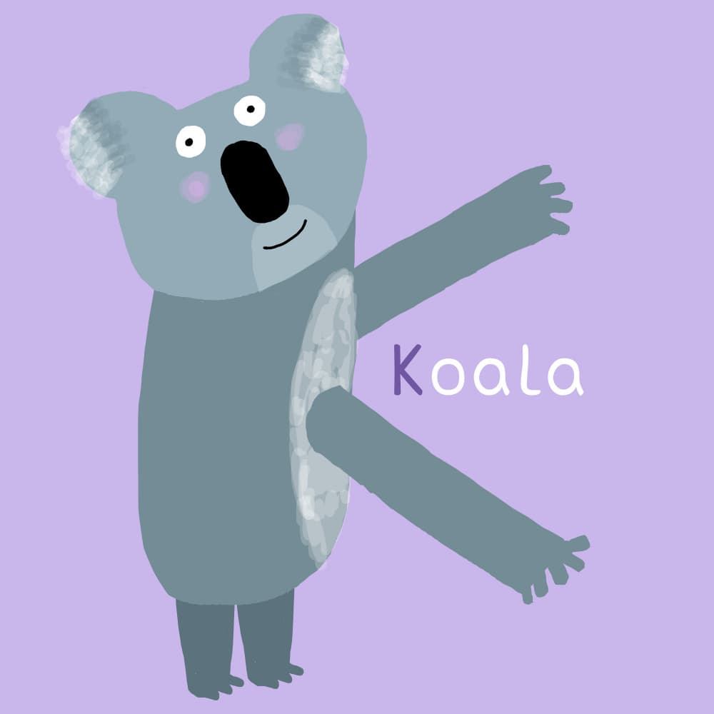 Letter K Koala by Carla Daly — canvas wall art