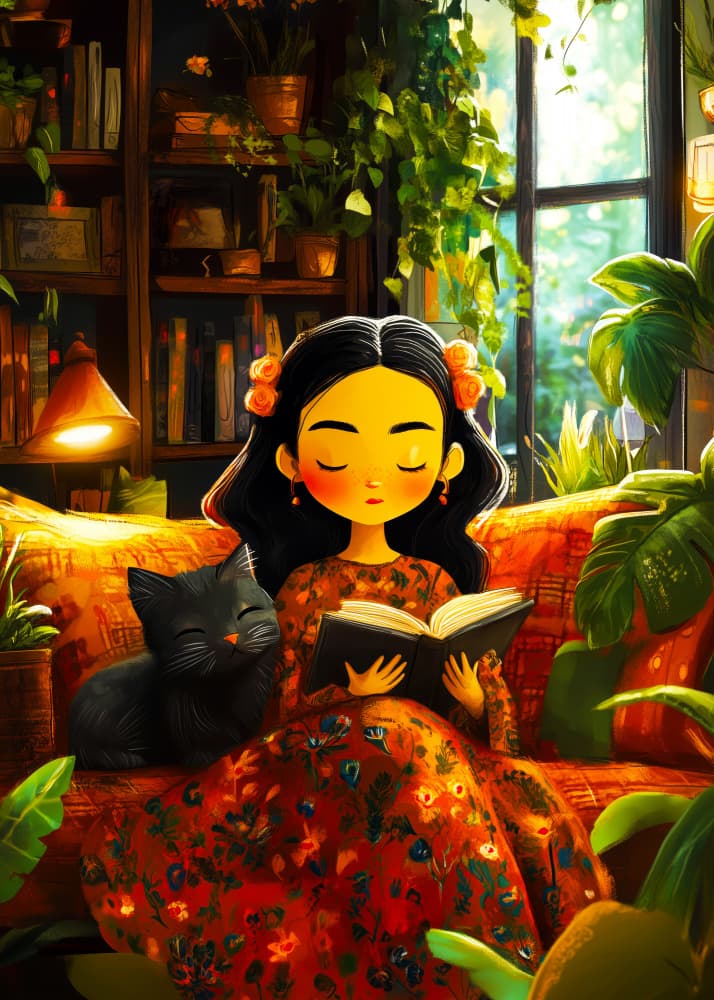 Cozy Reading Nook by Justyna Jaszke — canvas wall art