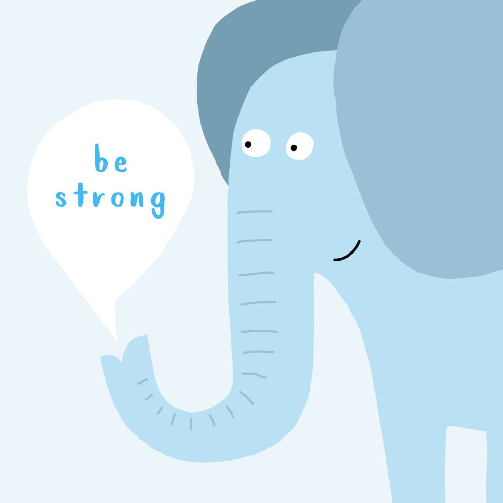 Blue Elephant Be Strong by Carla Daly — canvas wall art