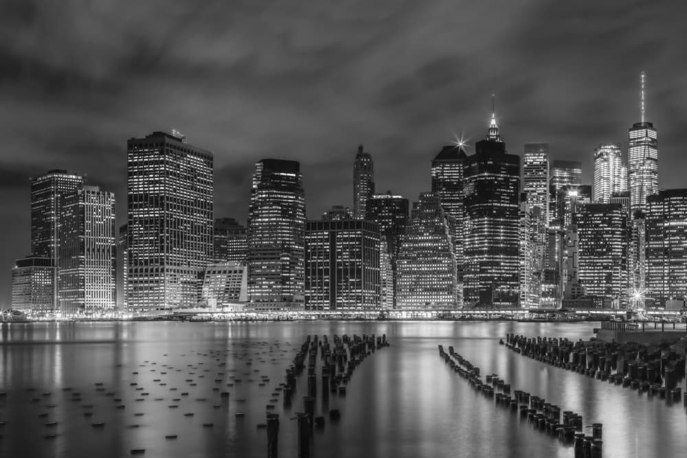Manhattan Night Skyline by Melanie Viola — canvas wall art