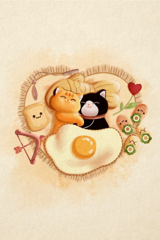 Cozy Cats Breakfast by Xuan Thai — canvas wall art