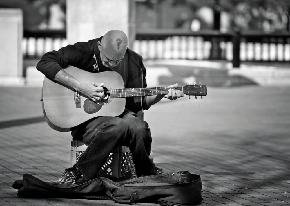 Urban Guitarist Question by verdon — canvas wall art