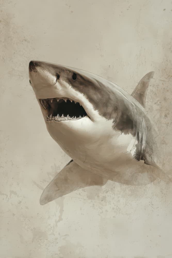 Fierce Great White by Rafal Kulik — canvas wall art