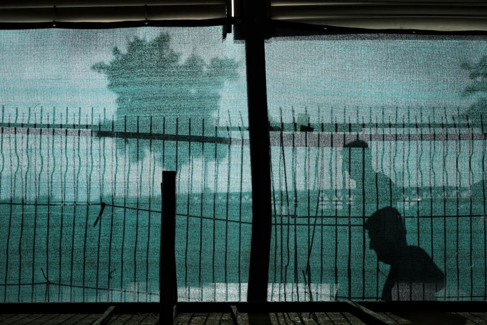 Young Silhouette Through Mesh by Ali Ayer — canvas wall art
