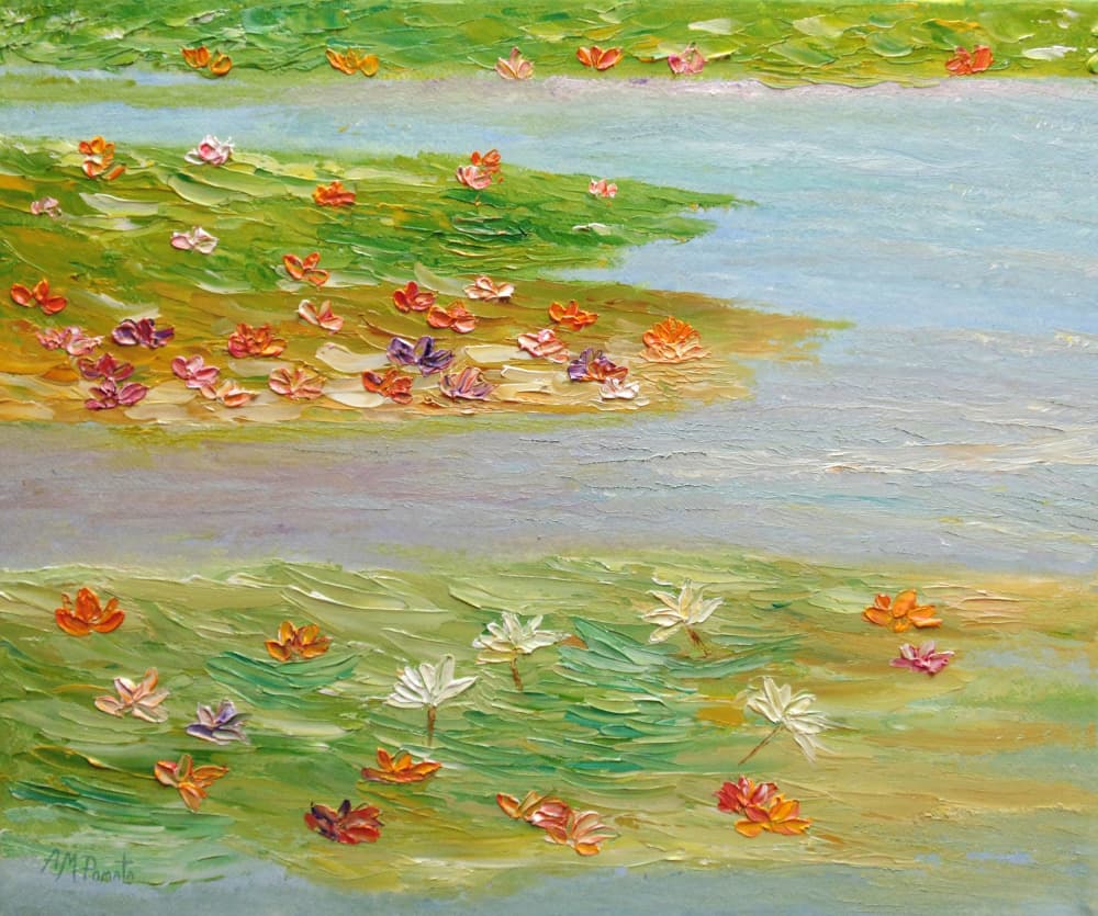 Colorful Water Lilies by Angeles M. Pomata — canvas wall art