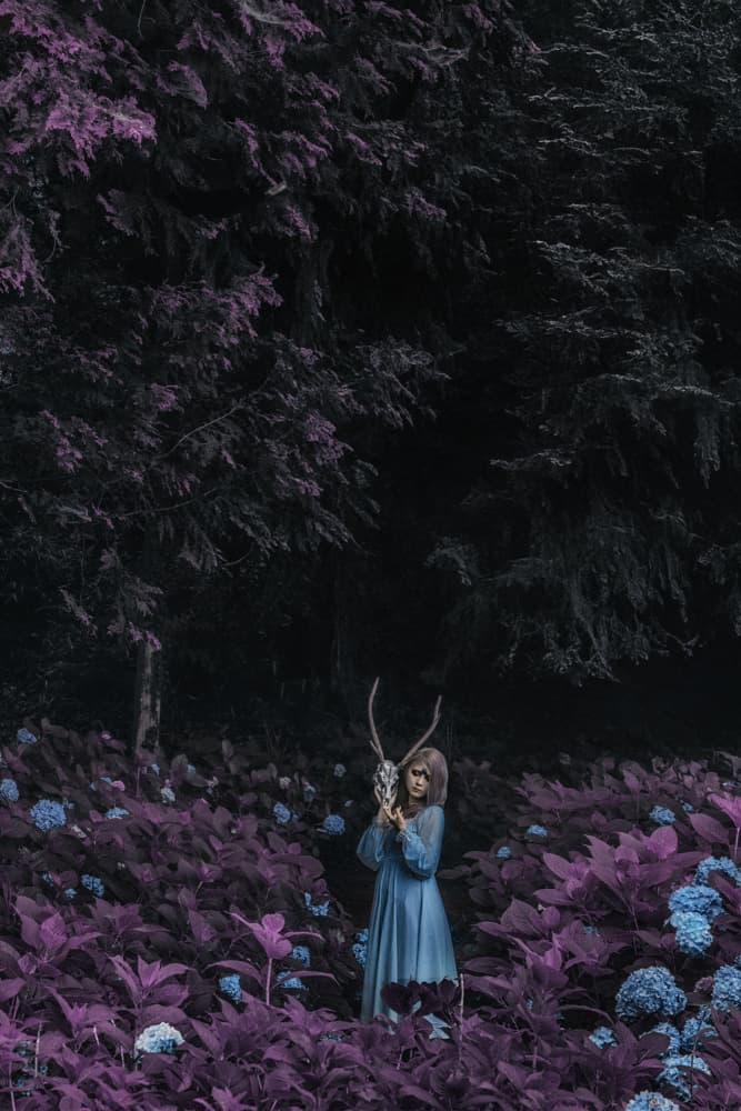 Mystical Antlered Woman by KOIKI — canvas wall art