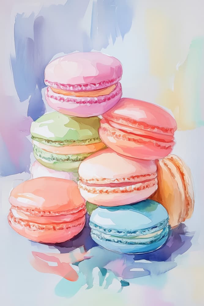 Colorful Macaron Stack by Melloi Art Prints — canvas wall art