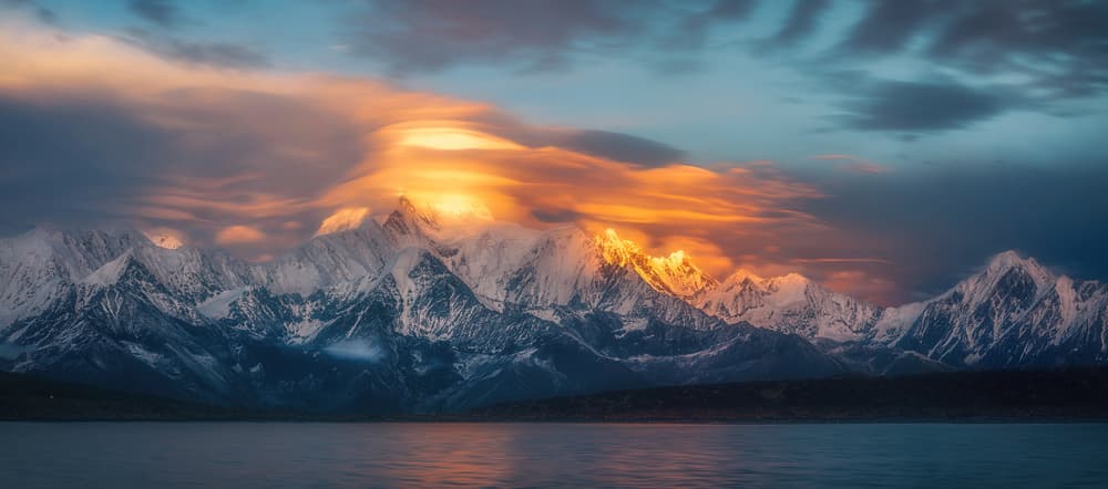 Golden Hour Mountain Lake by Selions(陈磊) — canvas wall art