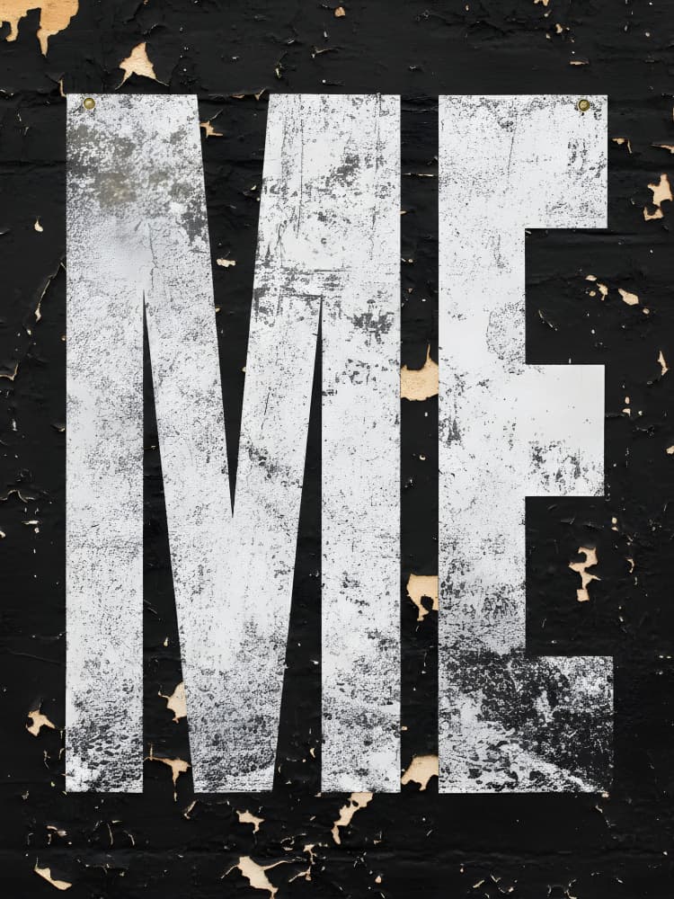 Distressed ME Letters by HUGO — canvas wall art