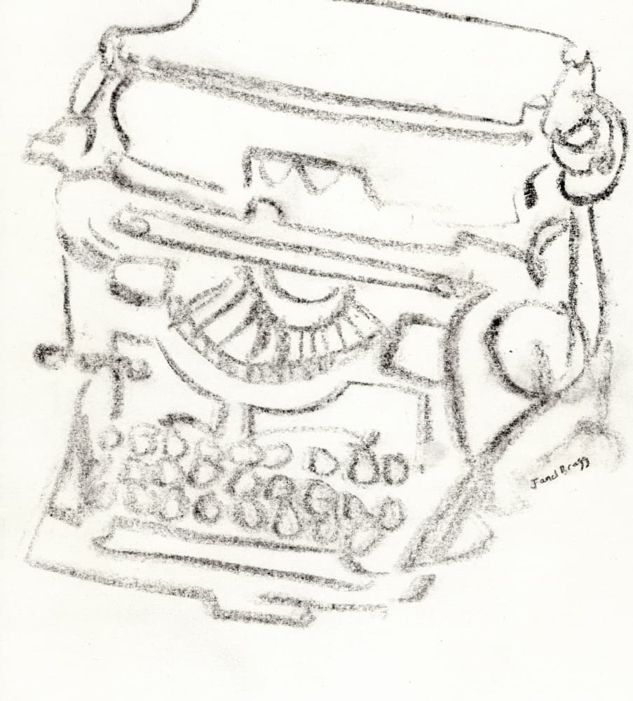 Vintage Typewriter Sketch by Janel Bragg — canvas wall art
