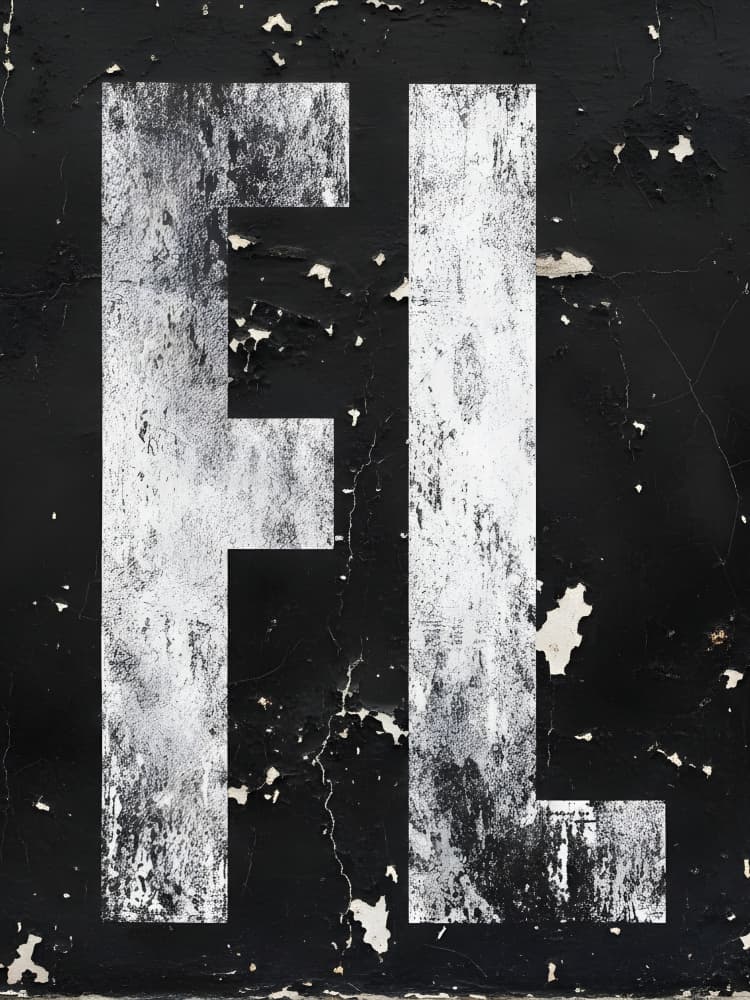 Gritty Distressed Letters by HUGO — canvas wall art