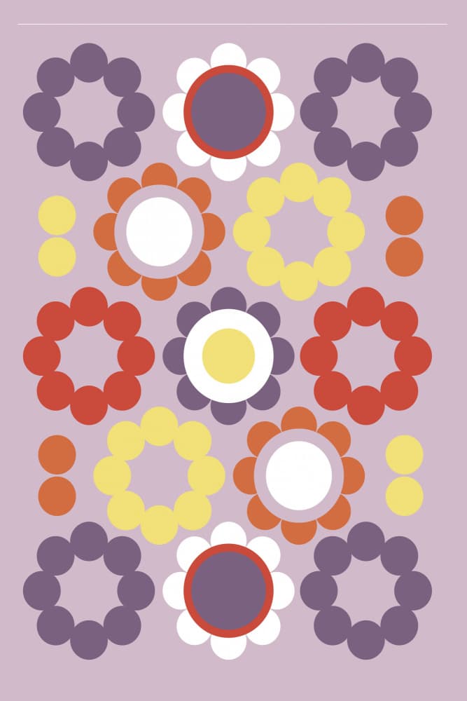 Colorful Retro Flowers by Martina — canvas wall art
