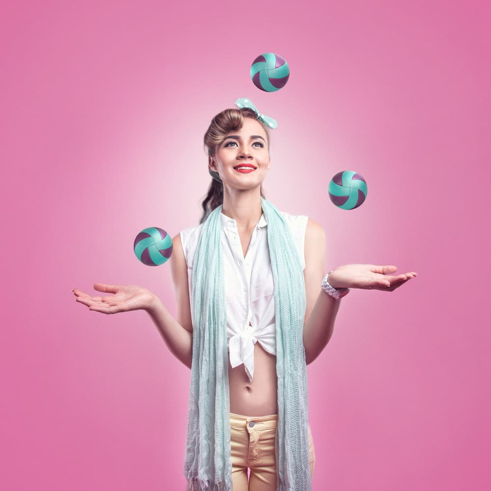 Playful Juggling Woman by hardibudi — canvas wall art