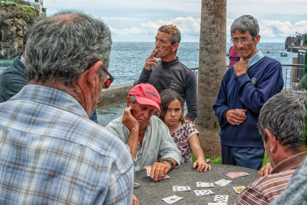 Waterfront Card Players by Leonid Yermoshkin — canvas wall art