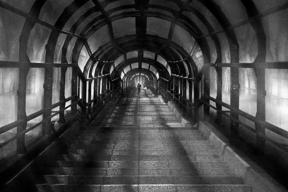 Long Stairway Tunnel by Ekkachai Khemkum — canvas wall art