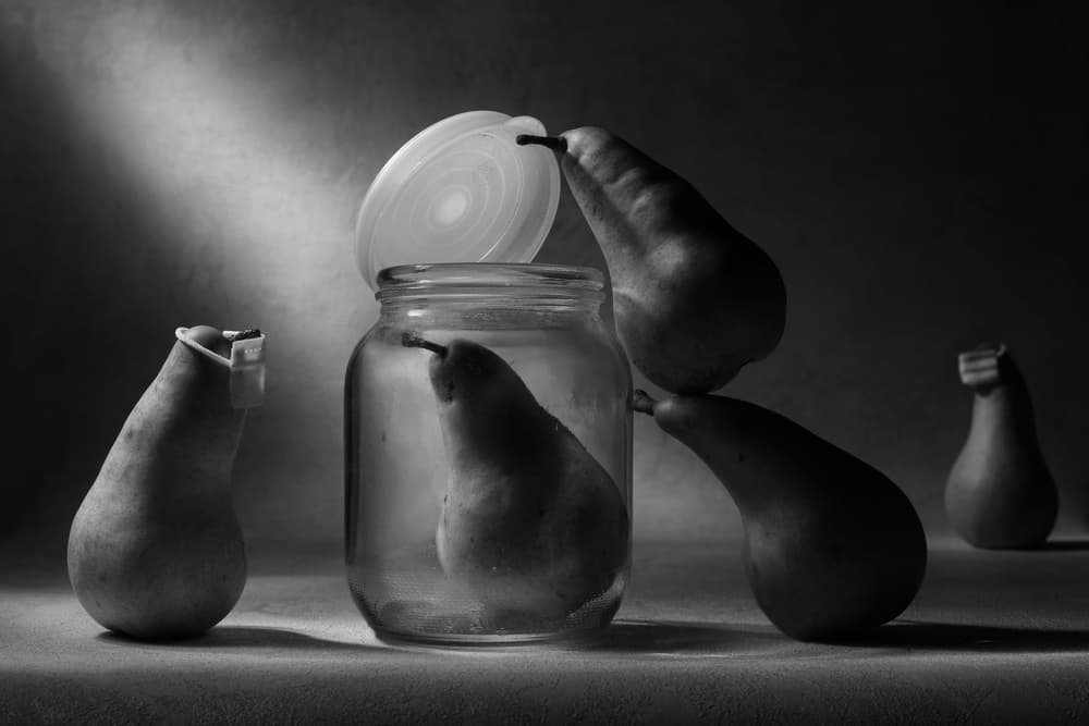Surreal Pear Still Life by Victoria Glinka — canvas wall art