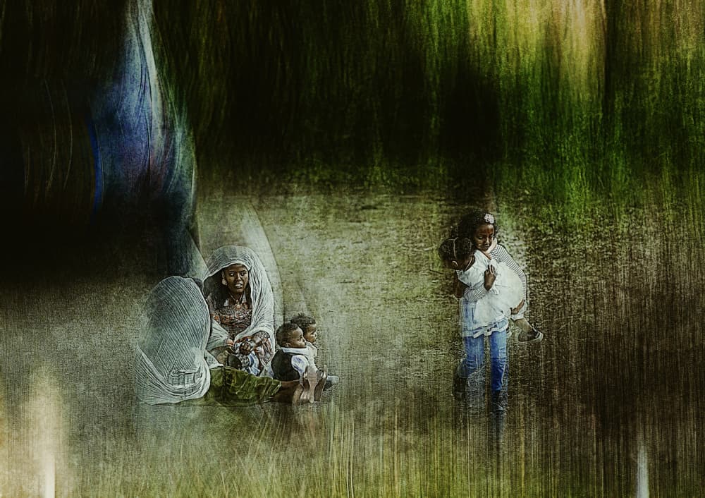 African Family Gathering by Jan van der Linden — canvas wall art