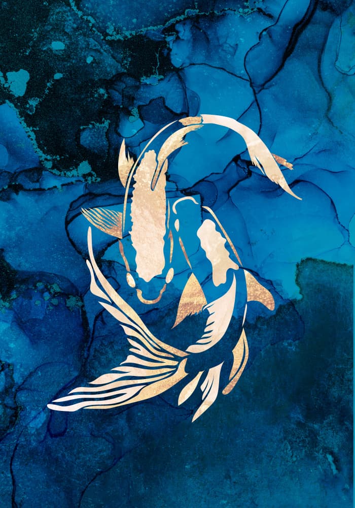 Deep Blue Koi by Sarah Manovski — canvas wall art
