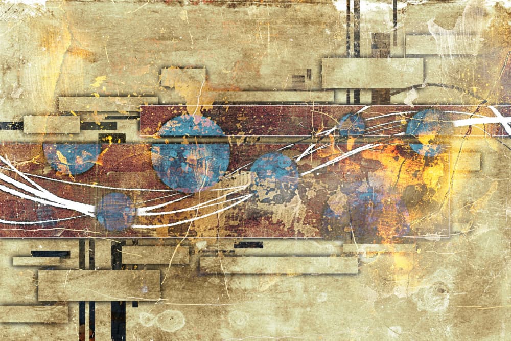 Industrial Gold Circles by Rafal Kulik — canvas wall art