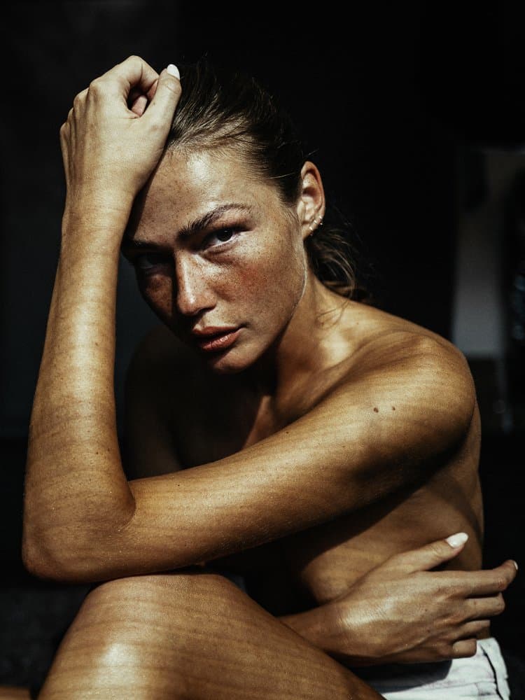 Pensive Woman Portrait by Martin Krystynek MQEP — canvas wall art