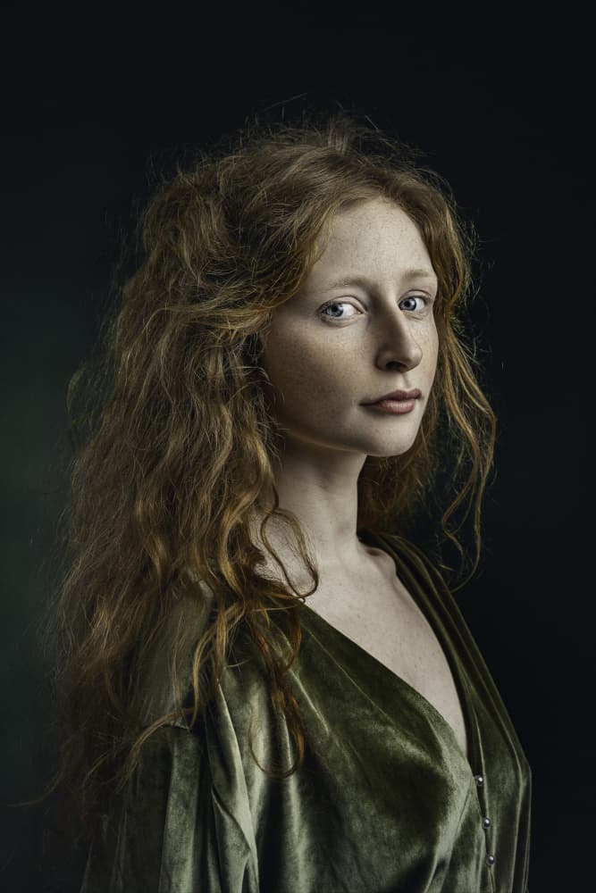 Redhead in Green Velvet by Eddie Kavanagh — canvas wall art