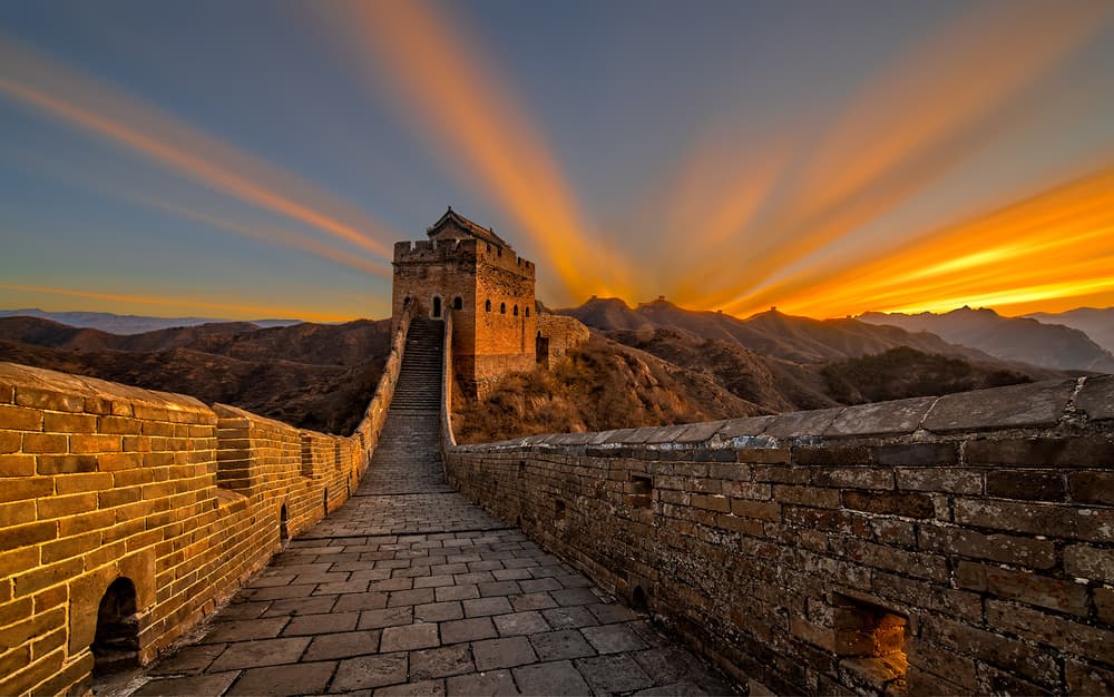 Great Wall Golden Sunset by Hua Zhu — canvas wall art