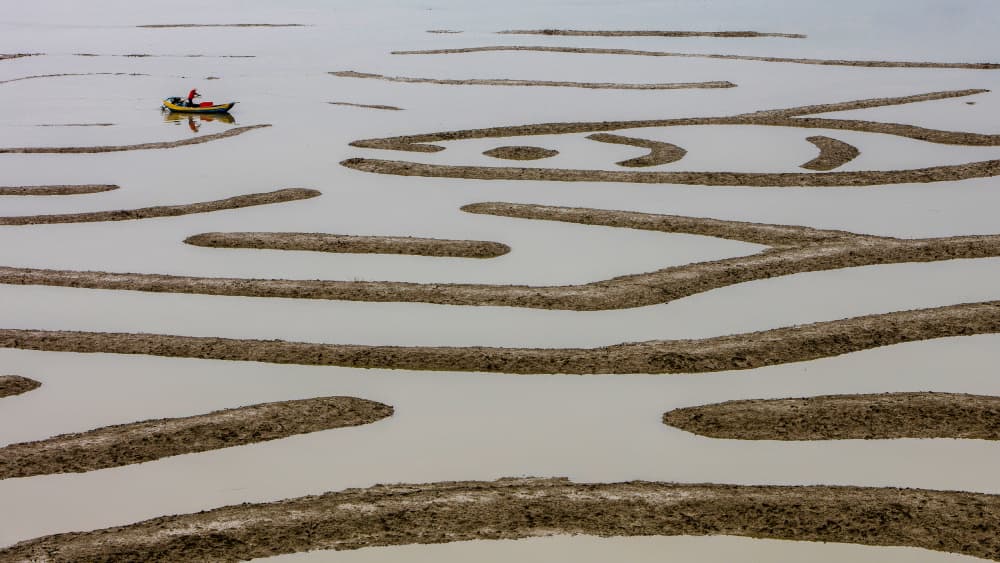 Boat in Mudflat Maze by Shin Woo Ryu — canvas wall art