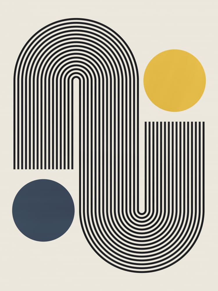 Mid Century Arches And Circles by Vitor Costa — canvas wall art