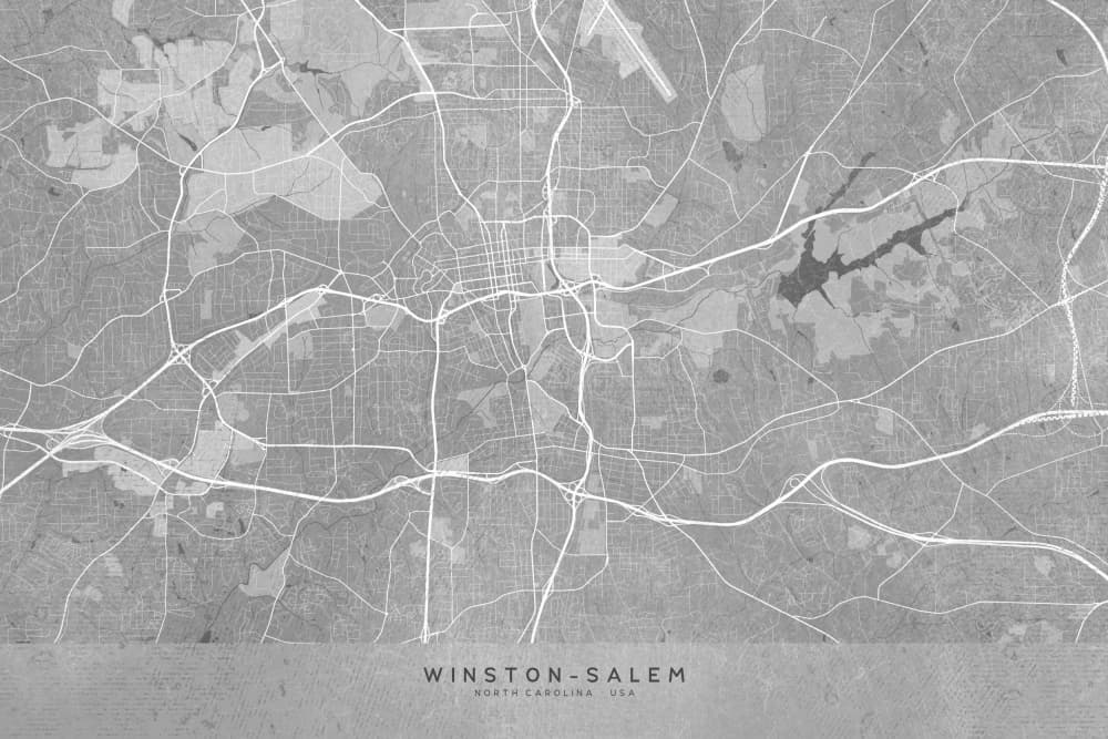 Winston-Salem City Map by Rosana Laiz Blursbyai — canvas wall art
