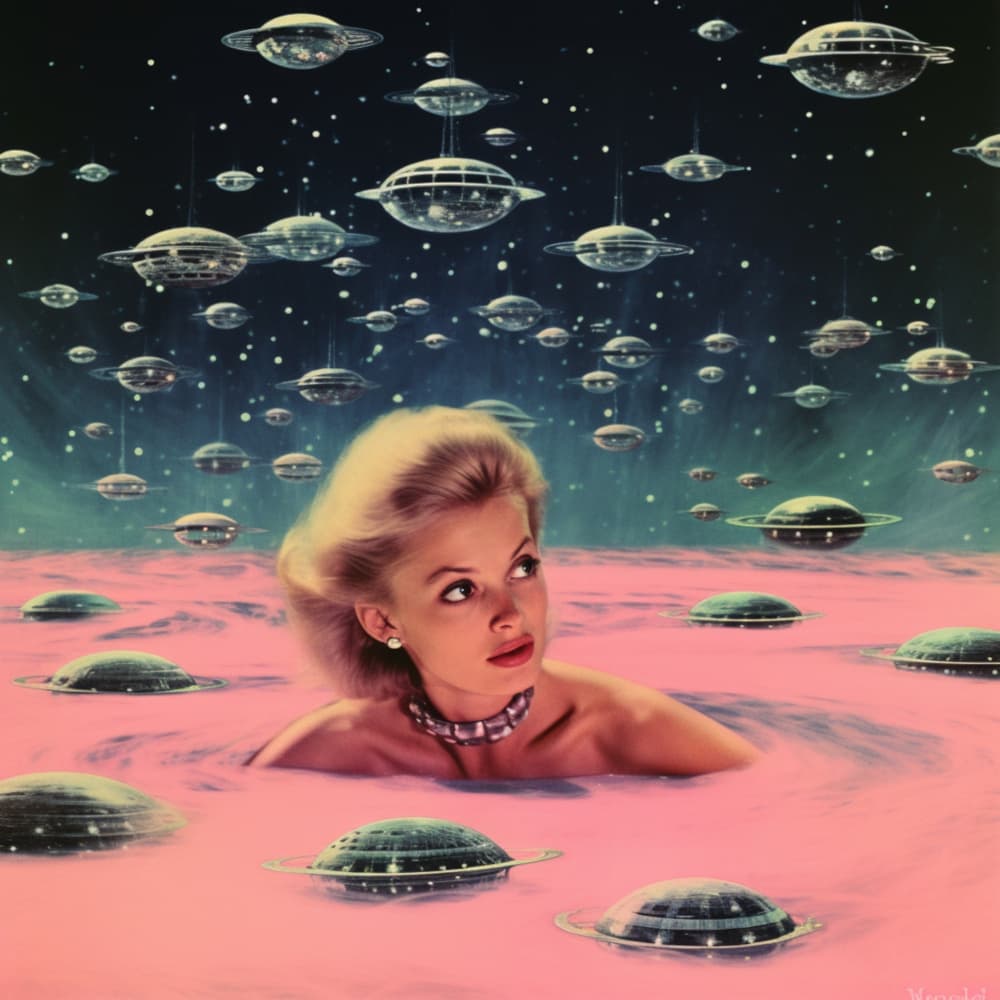 Retro Space Girl Dream by Samantha Hearn — canvas wall art