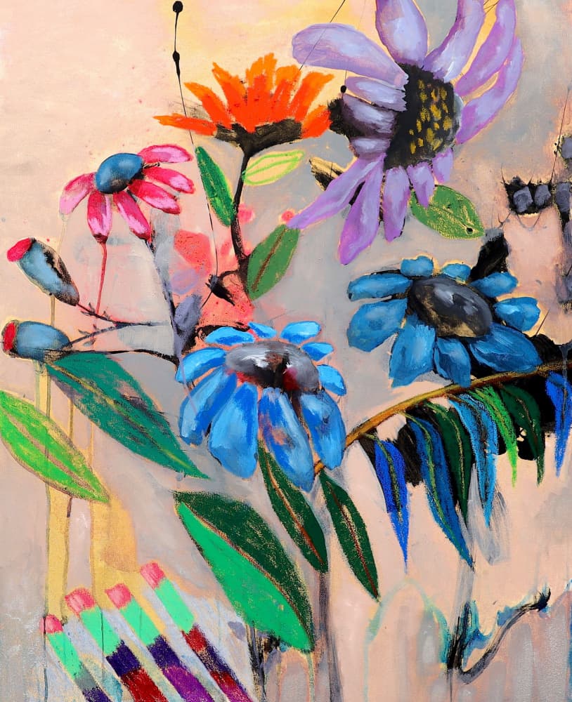 Vibrant Abstract Flowers by POOVI ART — canvas wall art