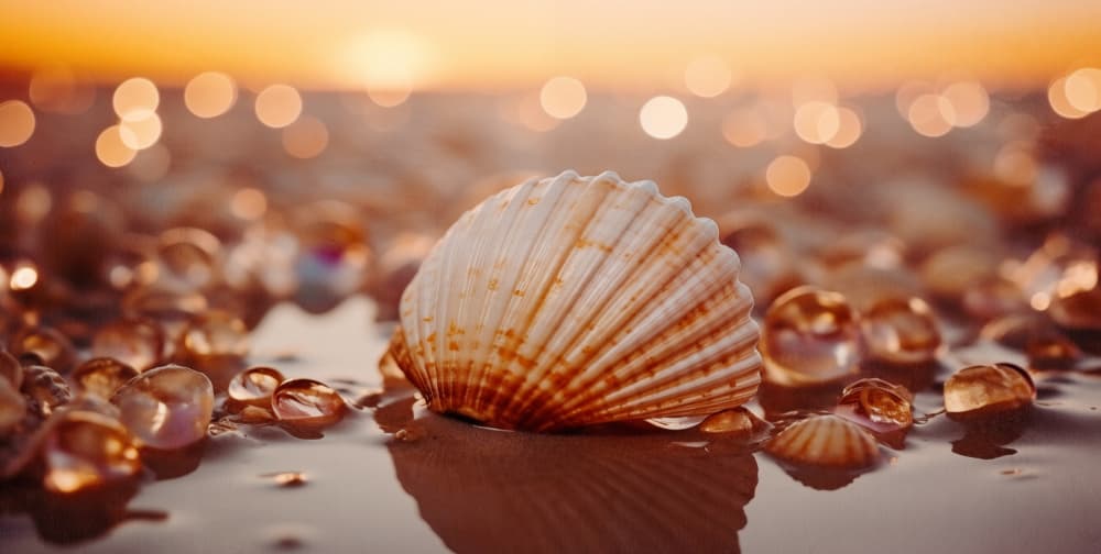 Golden Hour Seashell by Treechild — canvas wall art
