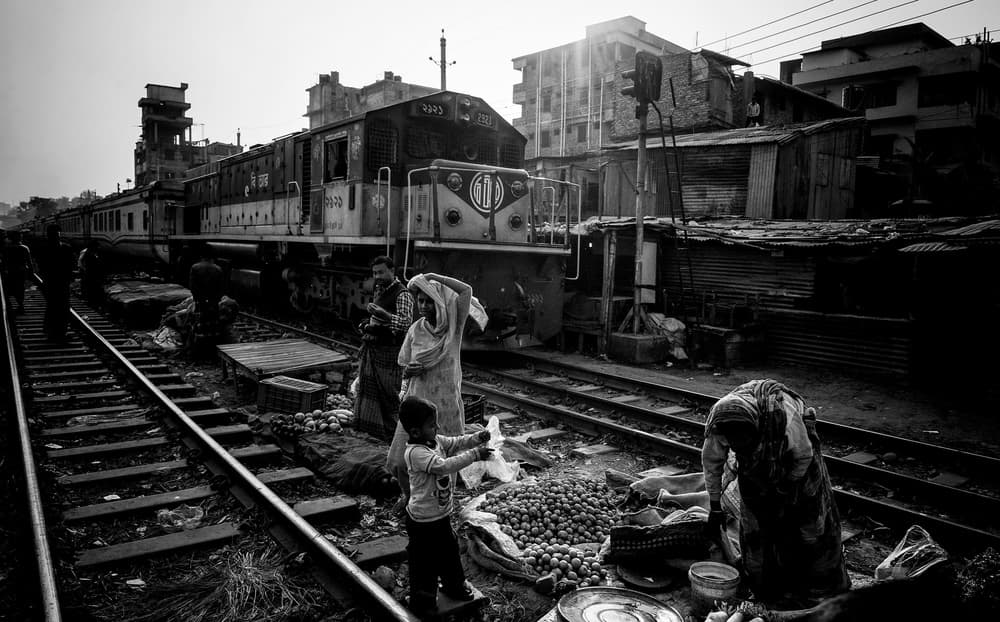 Bangladesh Trackside Market by Joxe Inazio Kuesta Garmendia — canvas wall art