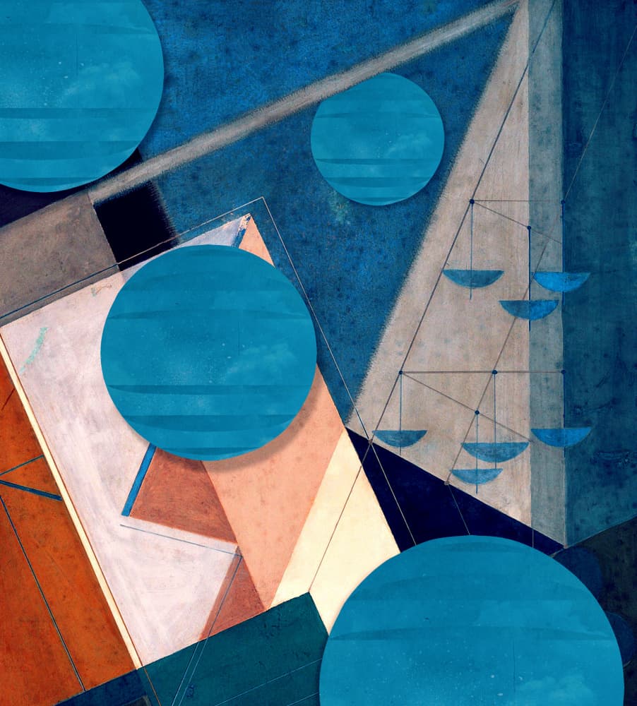 Geometric Blue Balance by Marja van den Hurk — canvas wall art