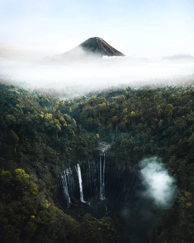 Misty Volcano Waterfall by Witold Ziomek — canvas wall art