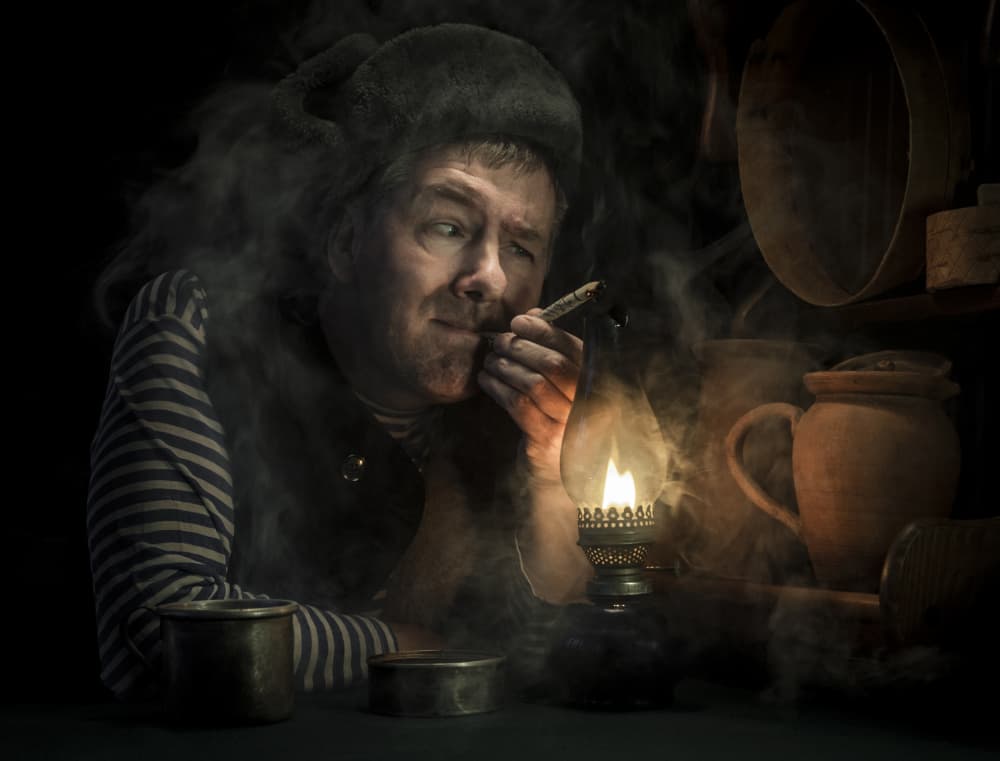 Contemplative Man Smoking by Viktor Cherkasov — canvas wall art