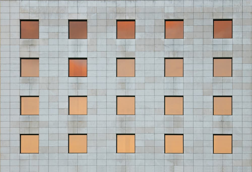 Geometric Building Facade by Adolfo Urrutia — canvas wall art