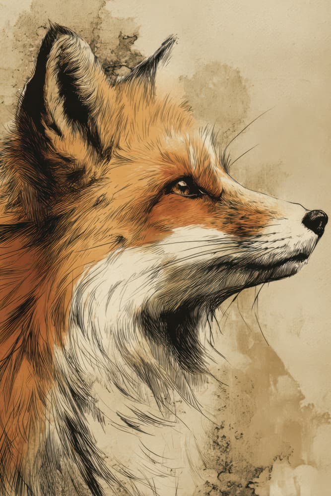 Rustic Fox Profile by Rafal Kulik — canvas wall art