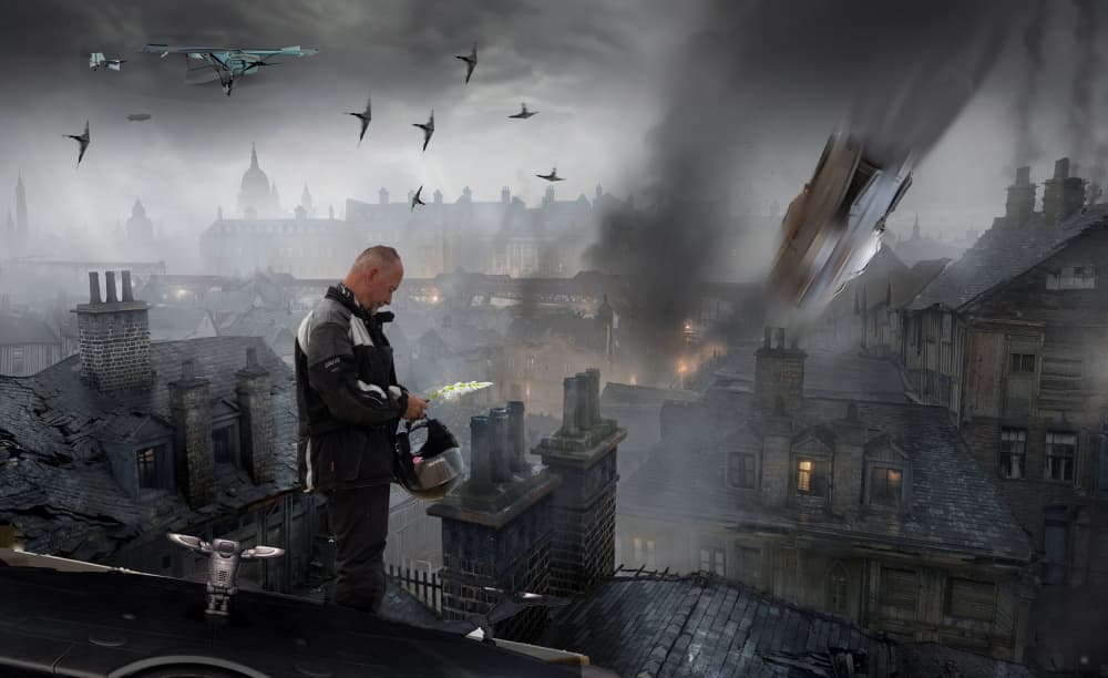 London Rooftop Dystopia by Dennis Zhang — canvas wall art