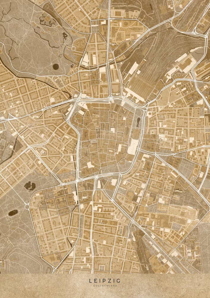 Historic Leipzig City Map by Rosana Laiz Blursbyai — canvas wall art