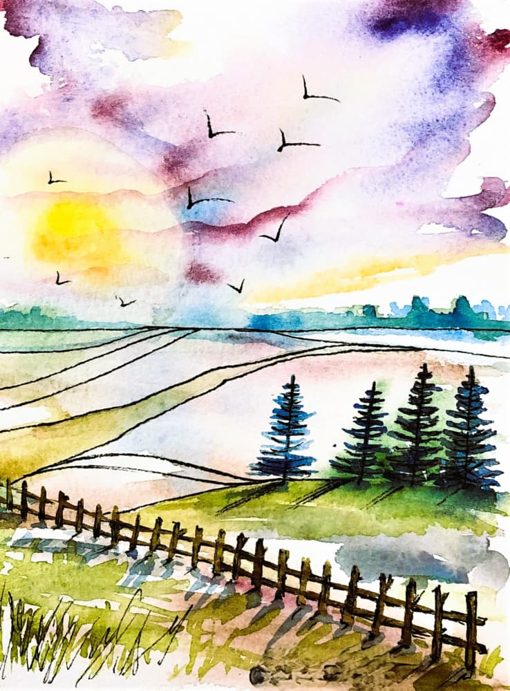 Peaceful Countryside Sunrise by Anda Bieza — canvas wall art
