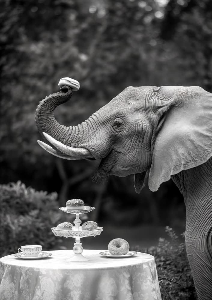 Elephant Tea Party by Niky Rahner — canvas wall art