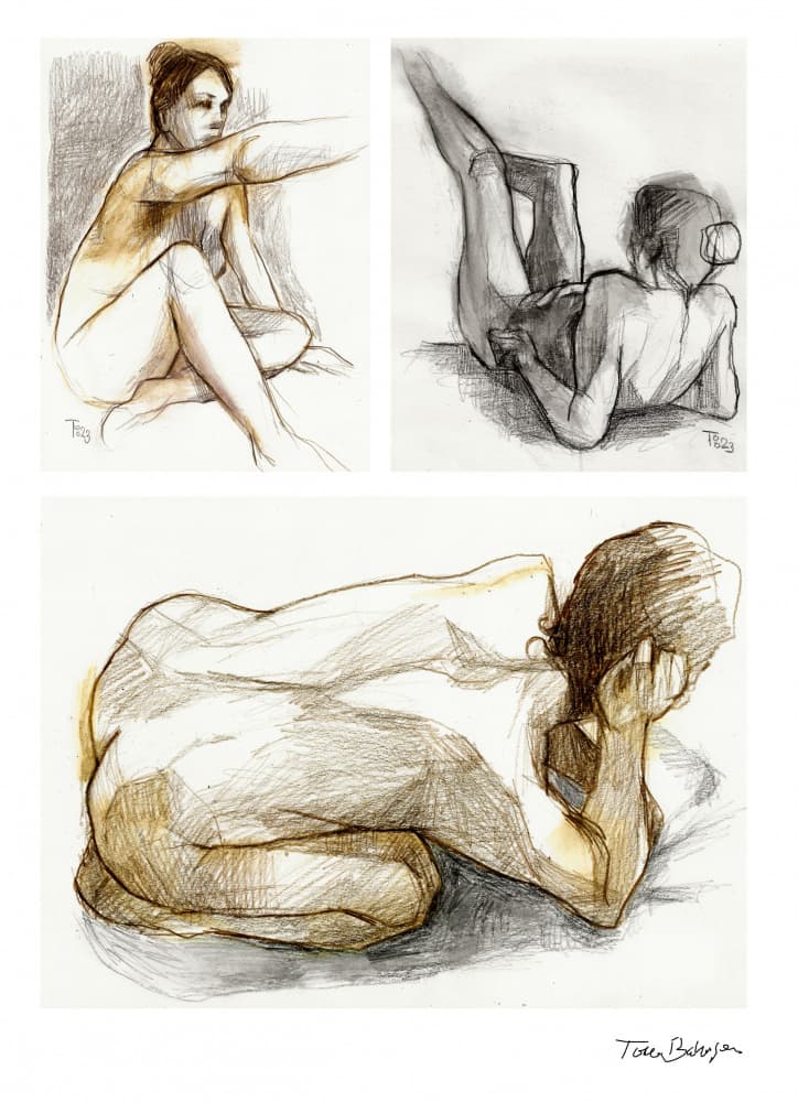 Contemplative Nude Figures by Tore Bahnson — canvas wall art